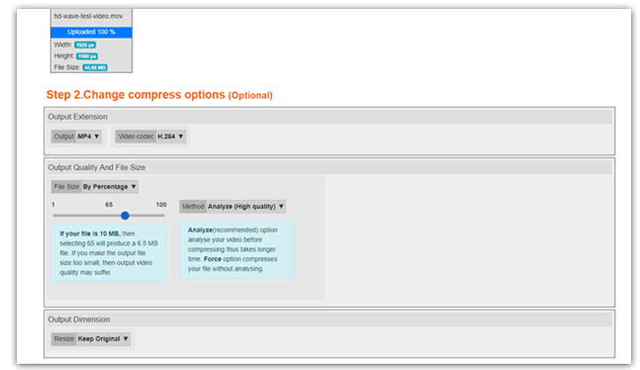 Compress MOV File Online with PS2PDF