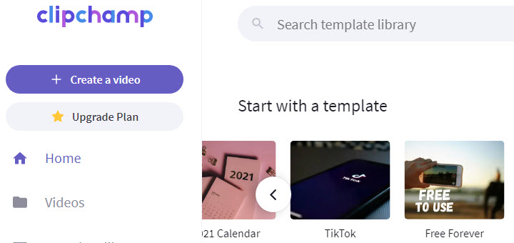 Create New TikTok video project in Clipchamp