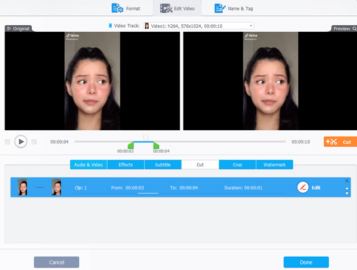 Cut looping video in VideoProc