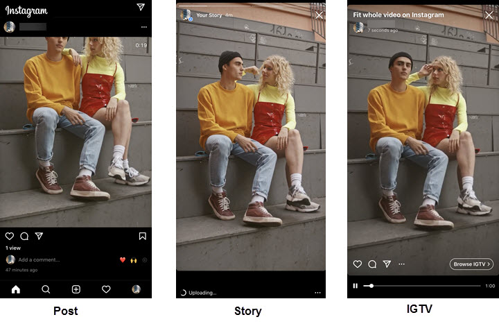 Instagram feed crops vertial video