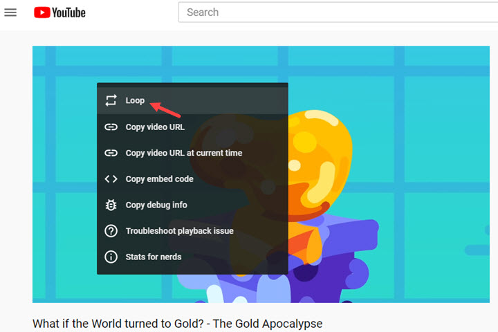 How to loop a YouTube video on desktop browser