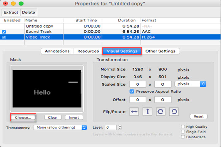 QuickTime Pro Visual Settings