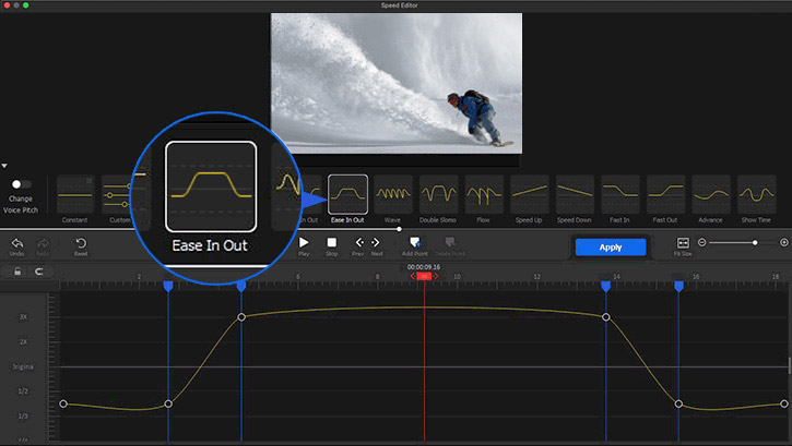 Use Ease In Out in Skydiving Video