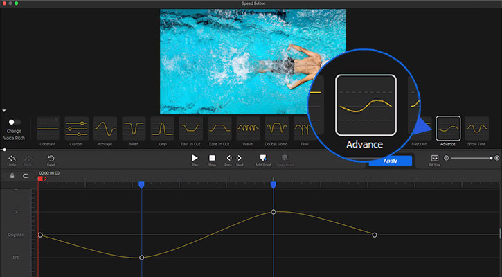 Use Advance in Swimming Video
